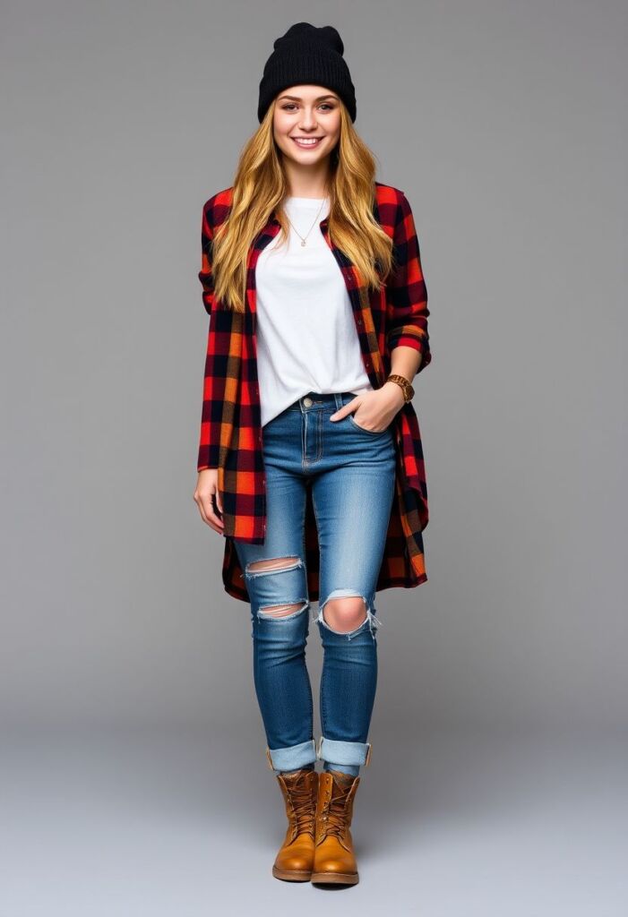 Classic Flannel & Denim Combo