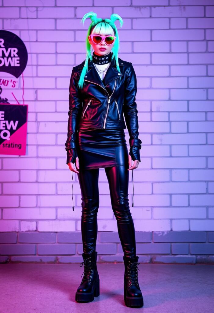 Cyber Punk Chic Leather Ensemble