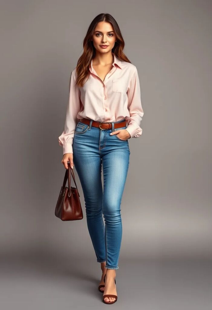 Denim and Blouse Combo