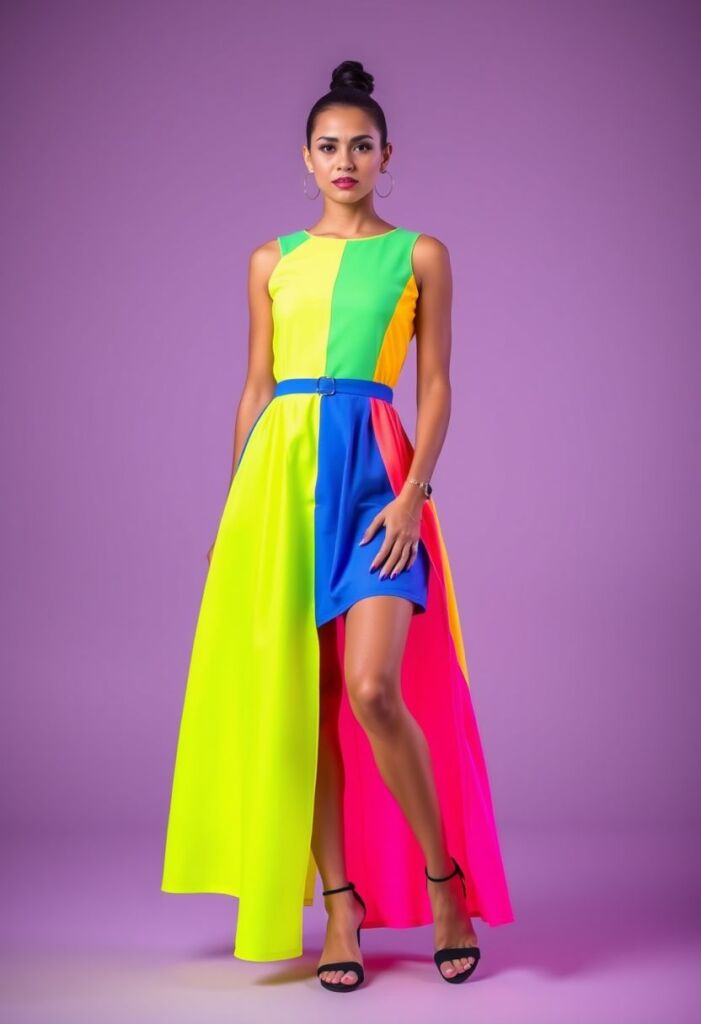 Dress Neon Color Blocking