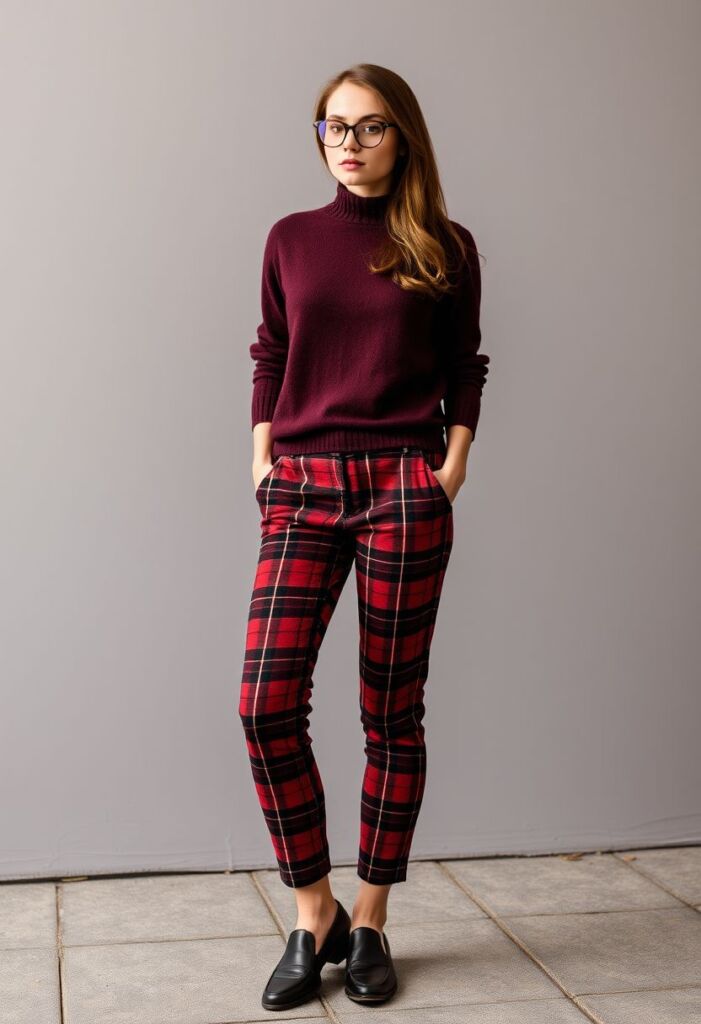 Plaid Pants & Solid Sweater