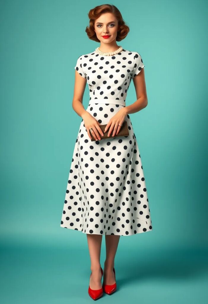 Polka Dot Pencil Elegant Dress Outfit