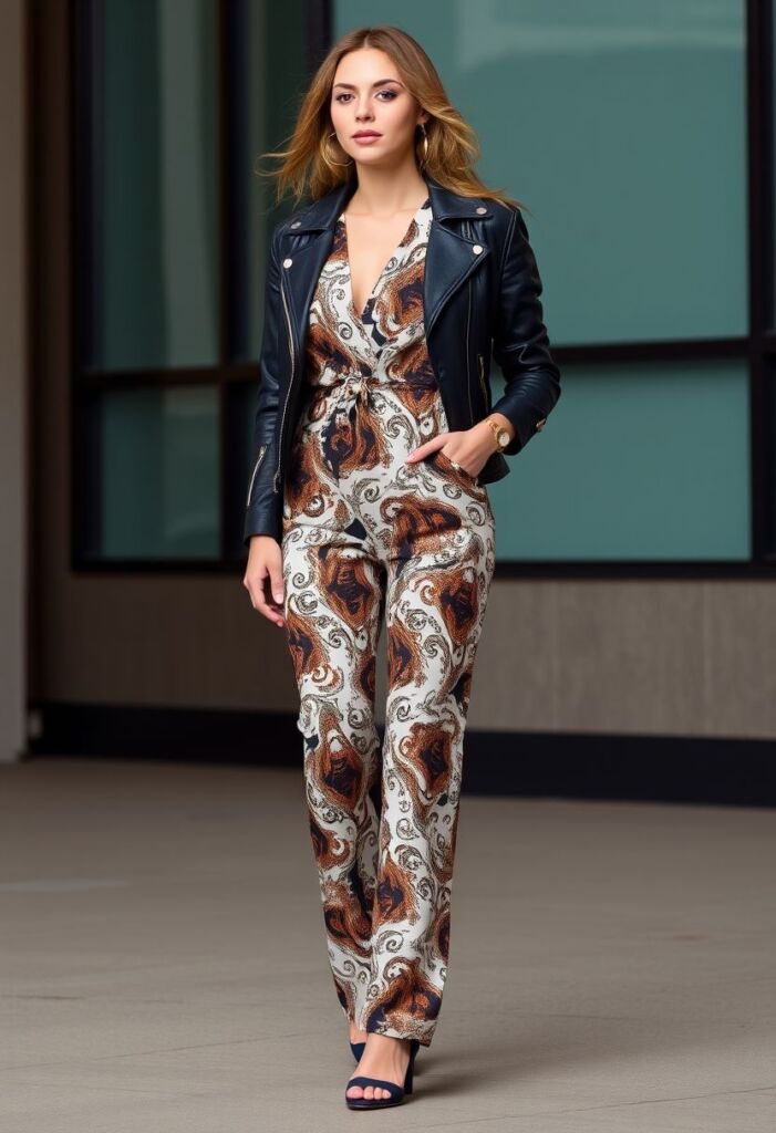 Printed Jumpsuit & Statement Jacket