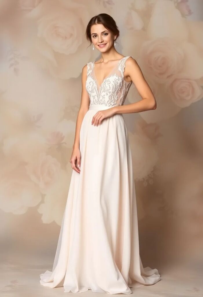 Romantic Crystal Embellished A Line Dress