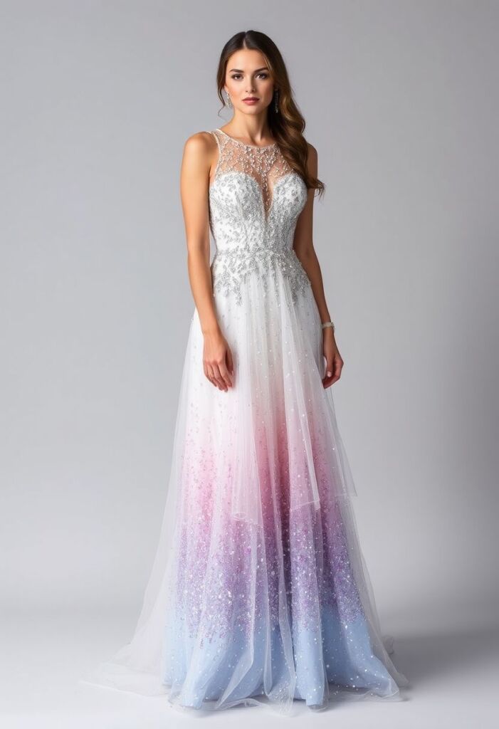 Whimsical Crystal Ombré Dress