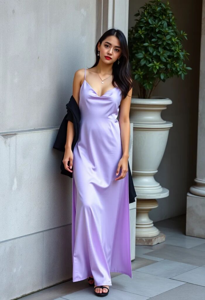 Pastel Purple Satin Slip Dress